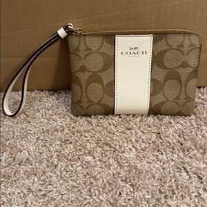 Coach Classic Wristlet Brown and Pink Monogrammed